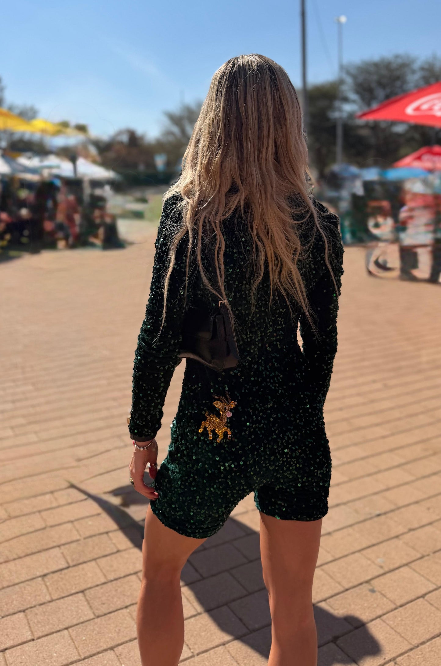 Animated sequin velvet Springbok playsuit