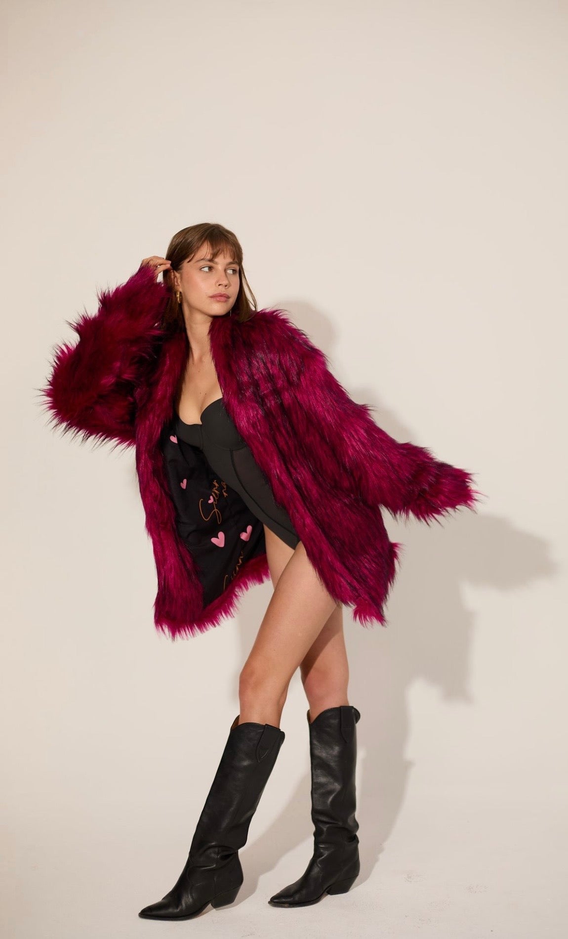 Maroon Fur Jacket
