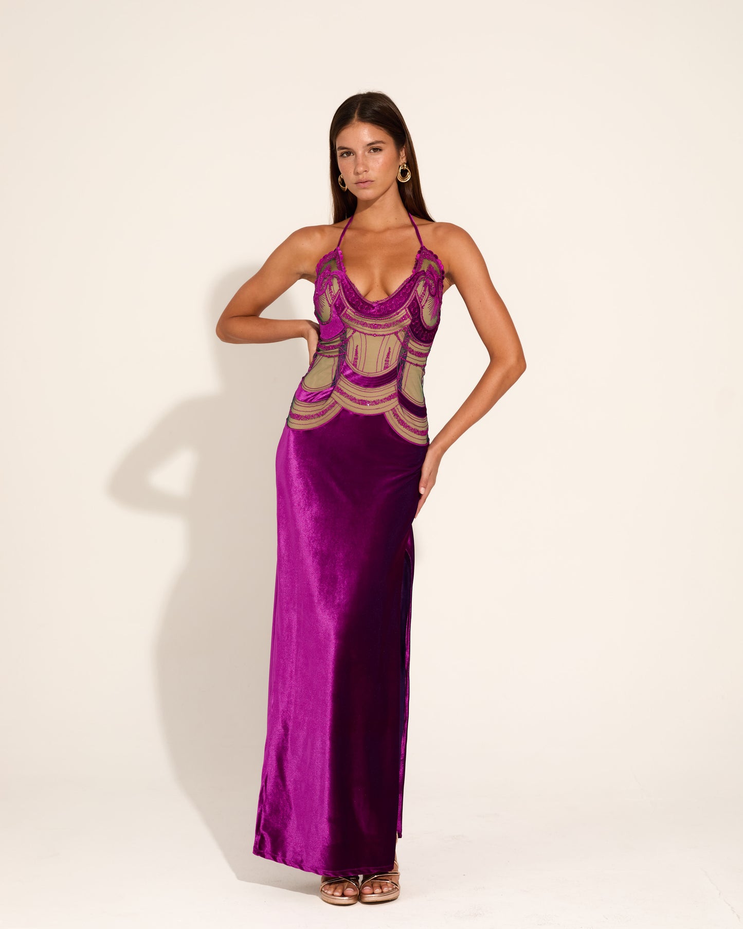 Purple velvet lace Dress