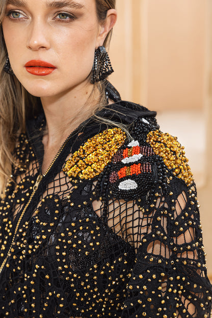 Beaded Lace Jacket with Bee Detail