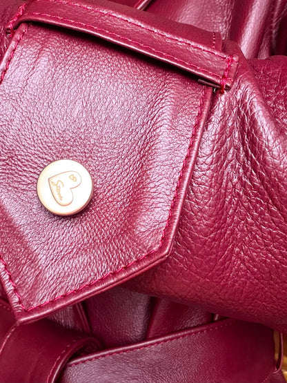 Maroon leather coat