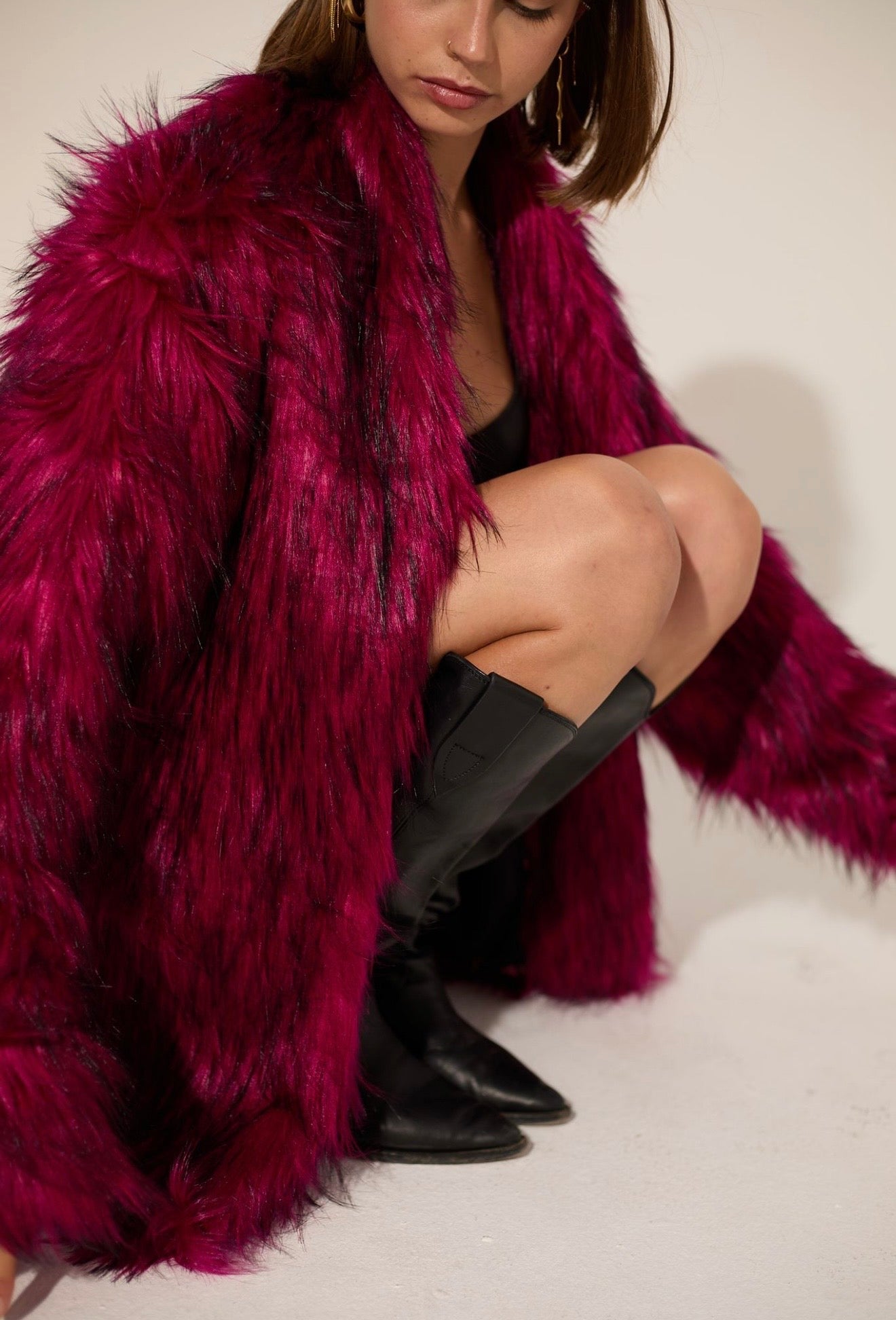 Maroon Fur Jacket