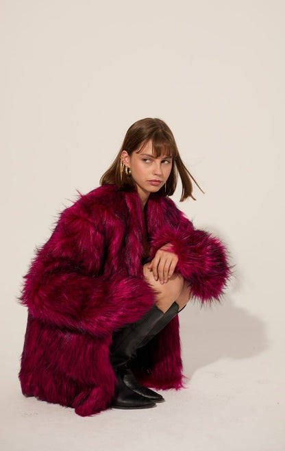 Maroon Fur Jacket