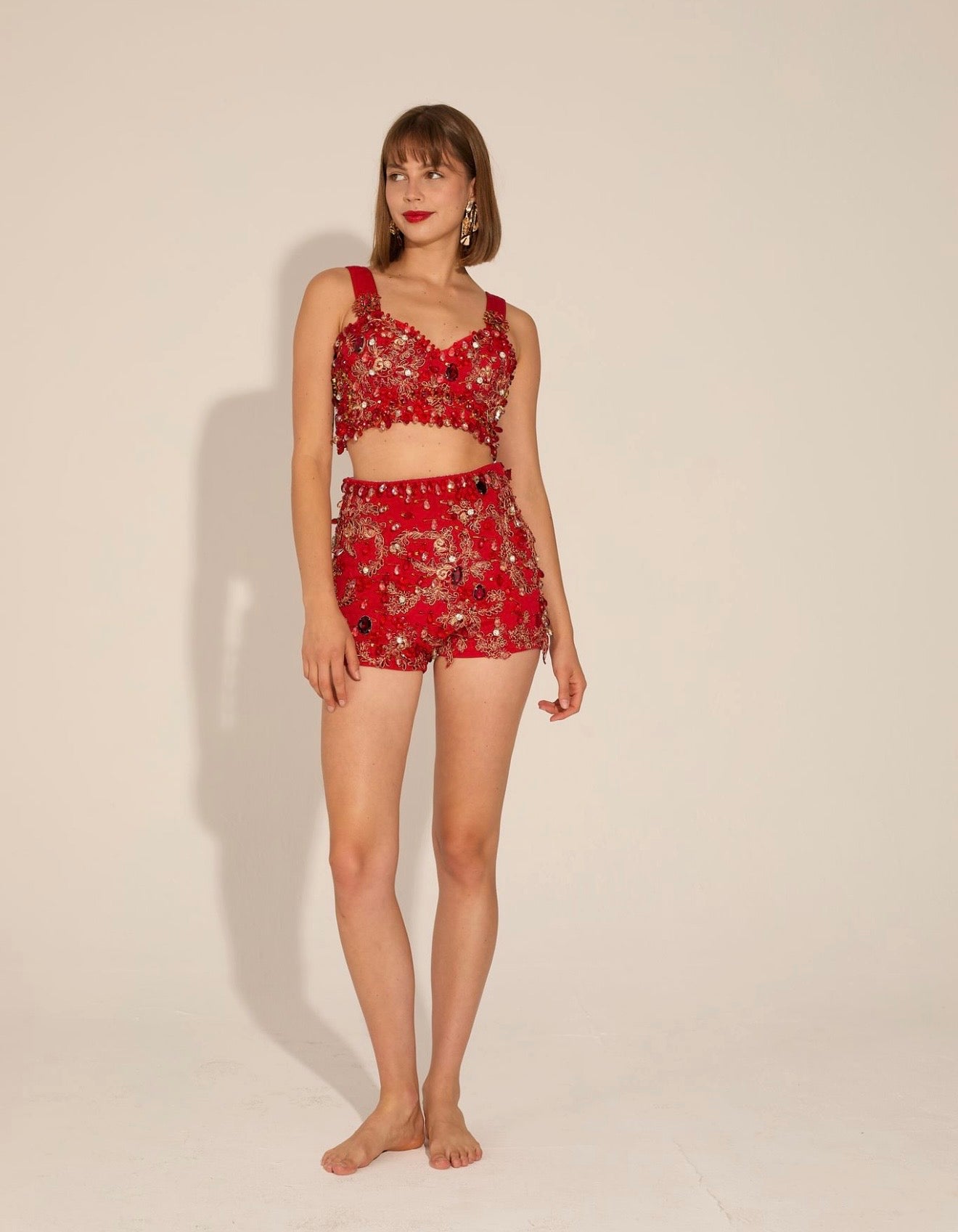 Embellished Red Short & Top