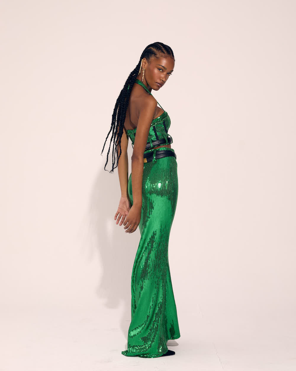 Green Corset Top & Stretch Long Skirt