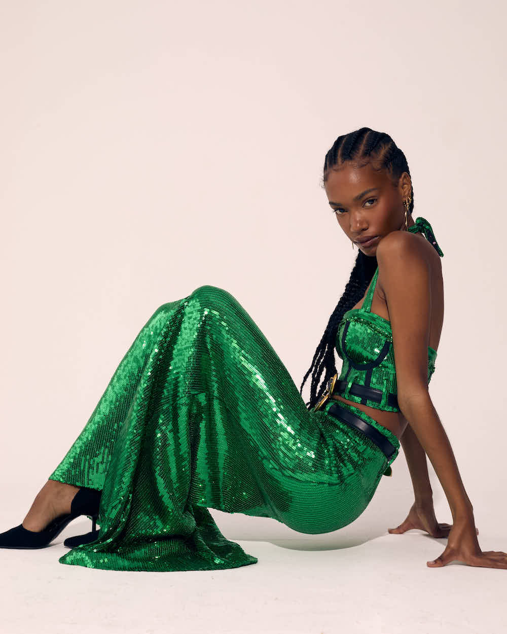 Green Corset Top & Stretch Long Skirt