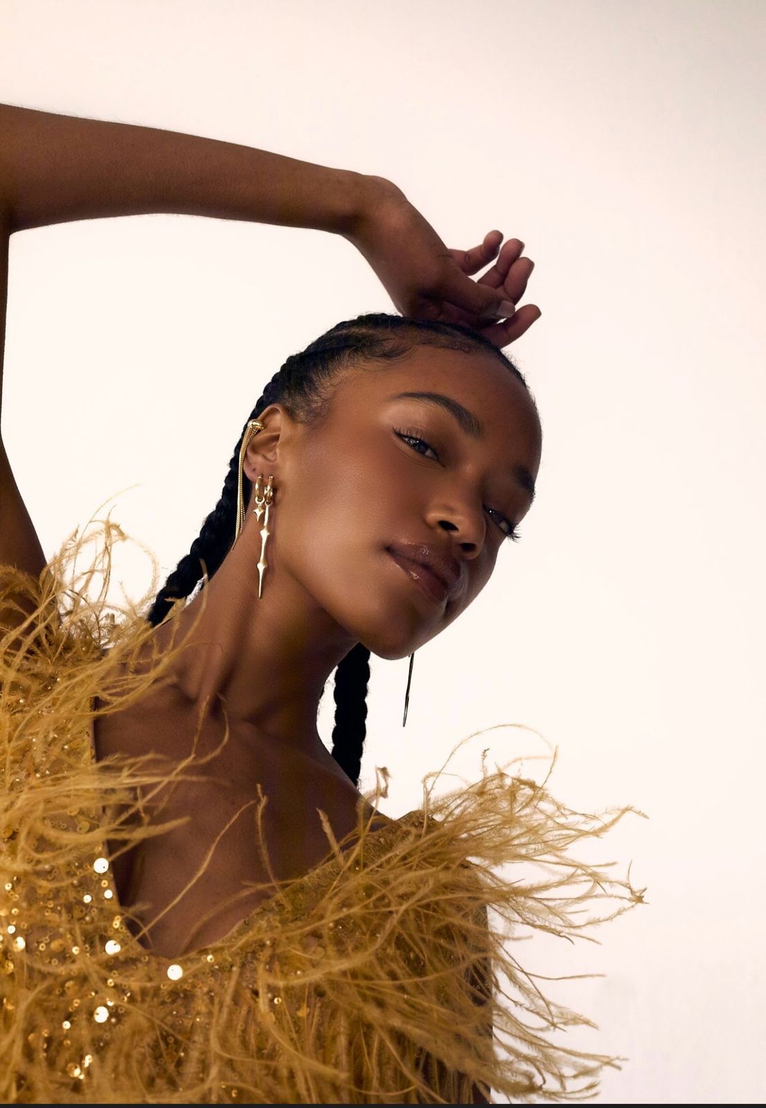 Yellow ostrich feather dress